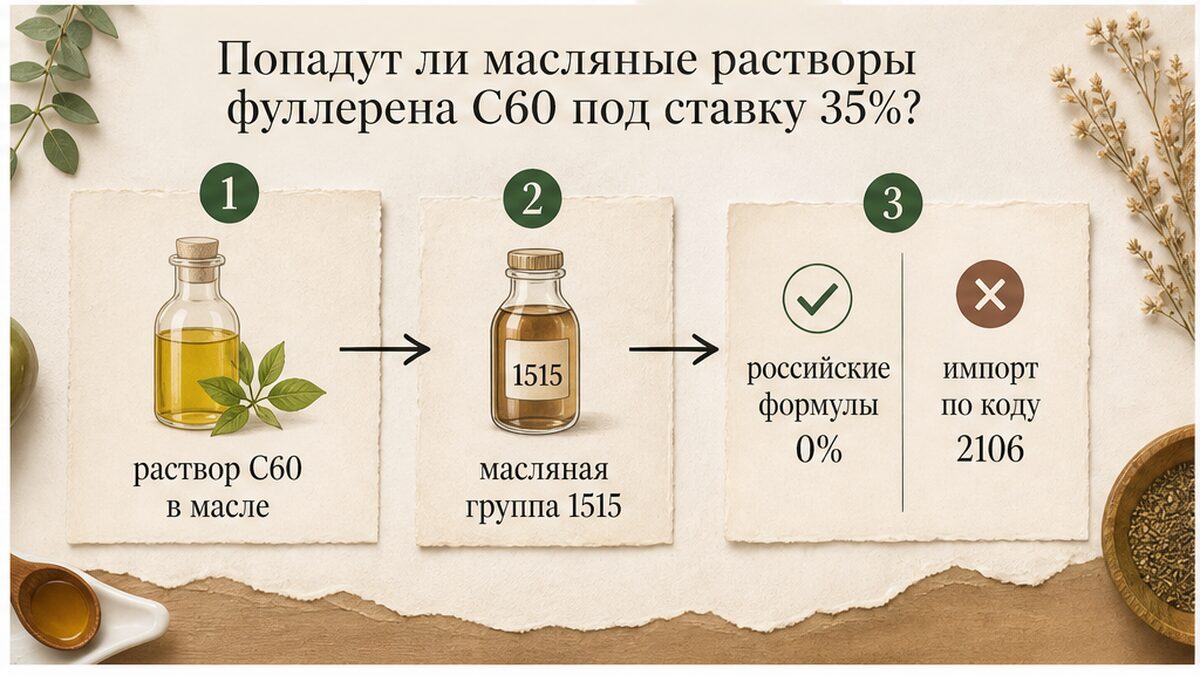 Схема: как классификация масляного раствора C60 определяет таможенную ставку