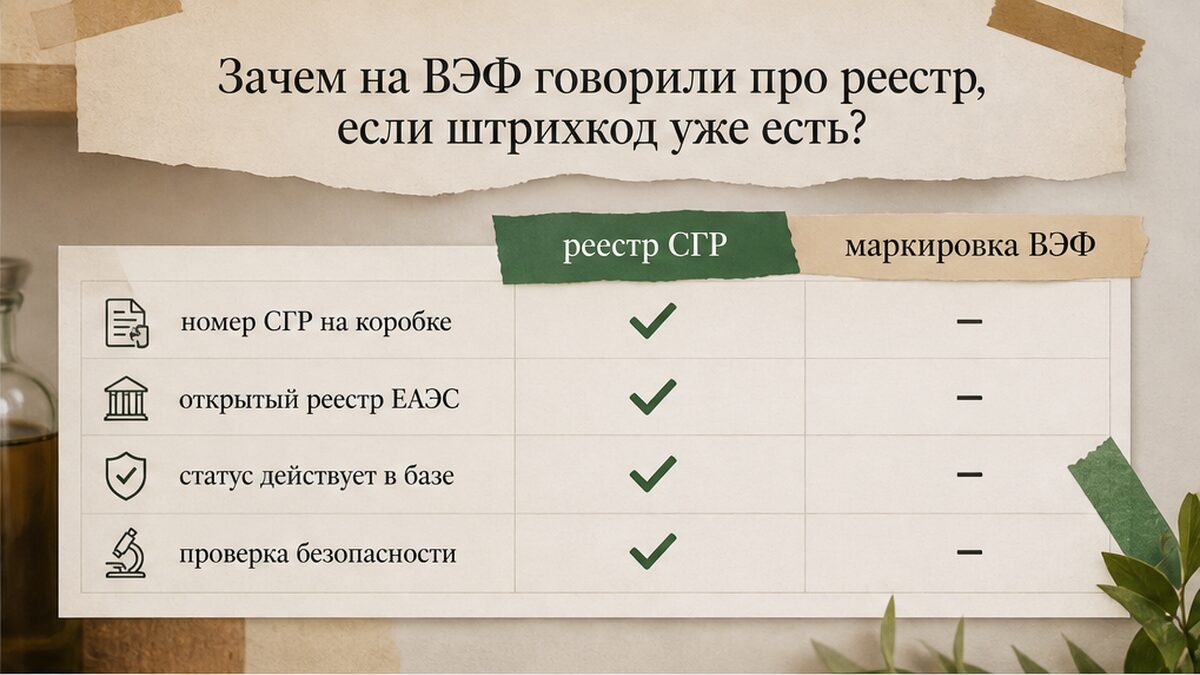 Сравнение открытого реестра СГР и обязательной маркировки БАД