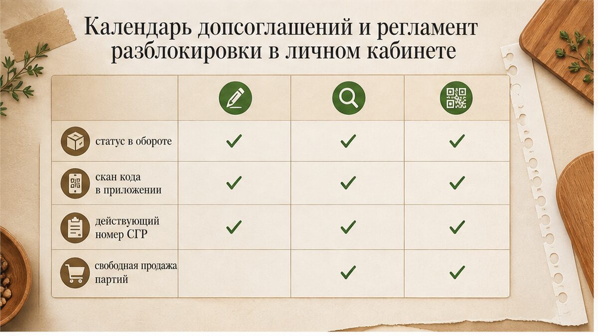 Таблица-календарь разблокировки и проверки легальности партий