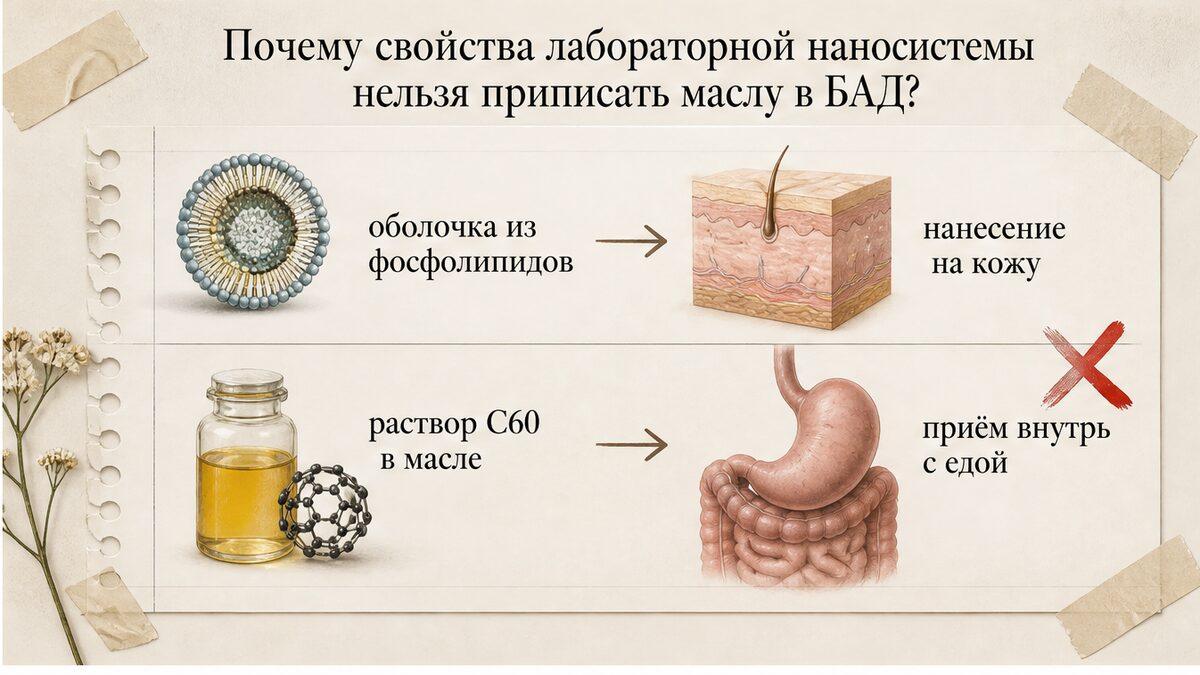 Почему результаты наносистемы для кожи не переносятся на масло в БАД