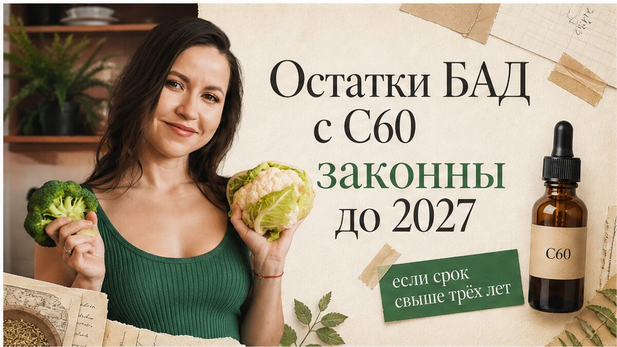 Иллюстрация: остатки БАД с C60 без маркировки законны до 2027 года
