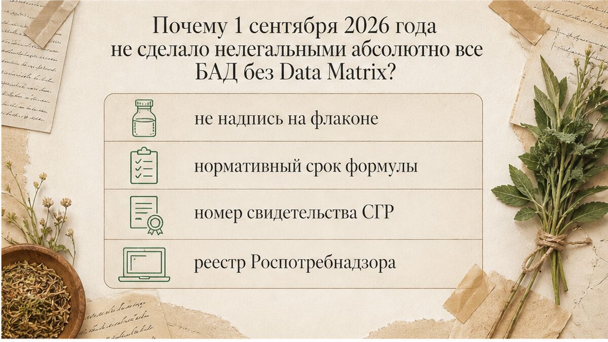 Таблица: почему не все БАД без Data Matrix стали нелегальными с 1 сентября 2026