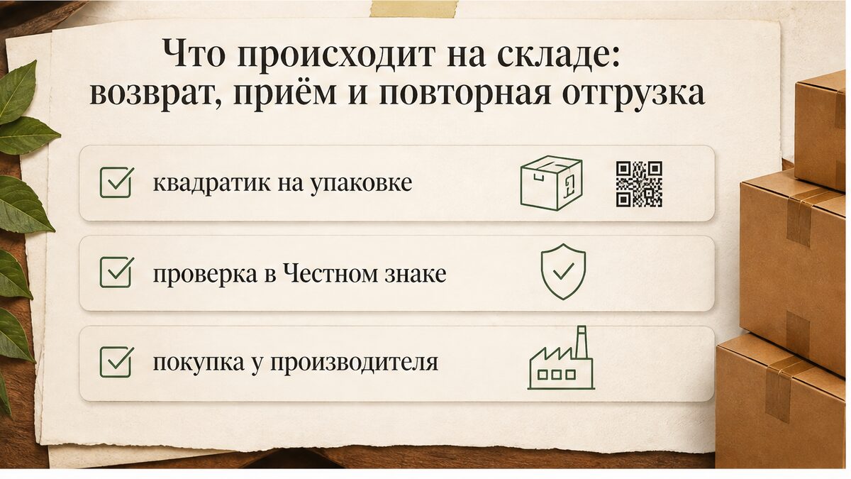 Чеклист: возврат, приём и повторная отгрузка на складе маркетплейса