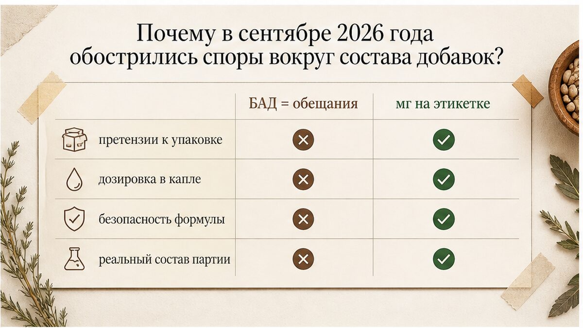 Сравнение громких обещаний на упаковке и реального состава добавки с C60