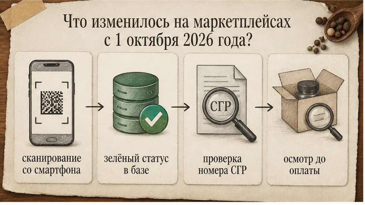 Схема проверки БАД на маркетплейсе после 1 октября 2026