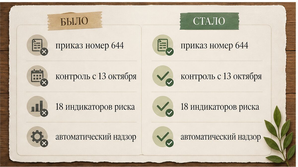 Сравнение: приказ № 644, Честный знак и автоматический надзор с 13 октября